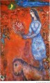 Novia con ramo contemporáneo Marc Chagall
